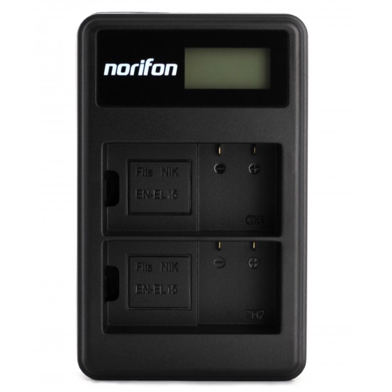 Dual Channel LCD USB Charger for Nikon EN-EL15 Camera Battery